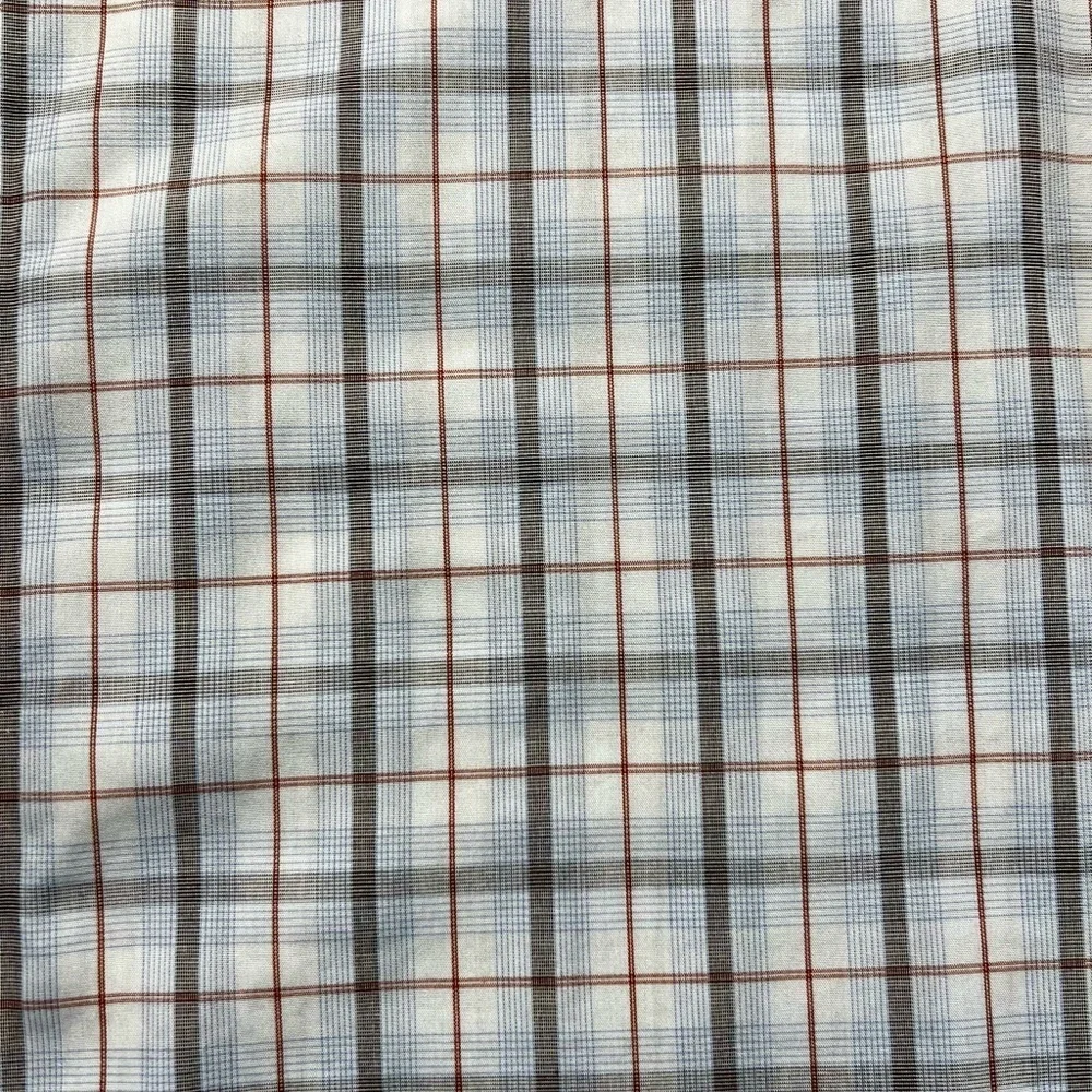 Banana Republic Men’s Medium Slim Fit Plaid Button-Up Shirt White Gray Non-Iron